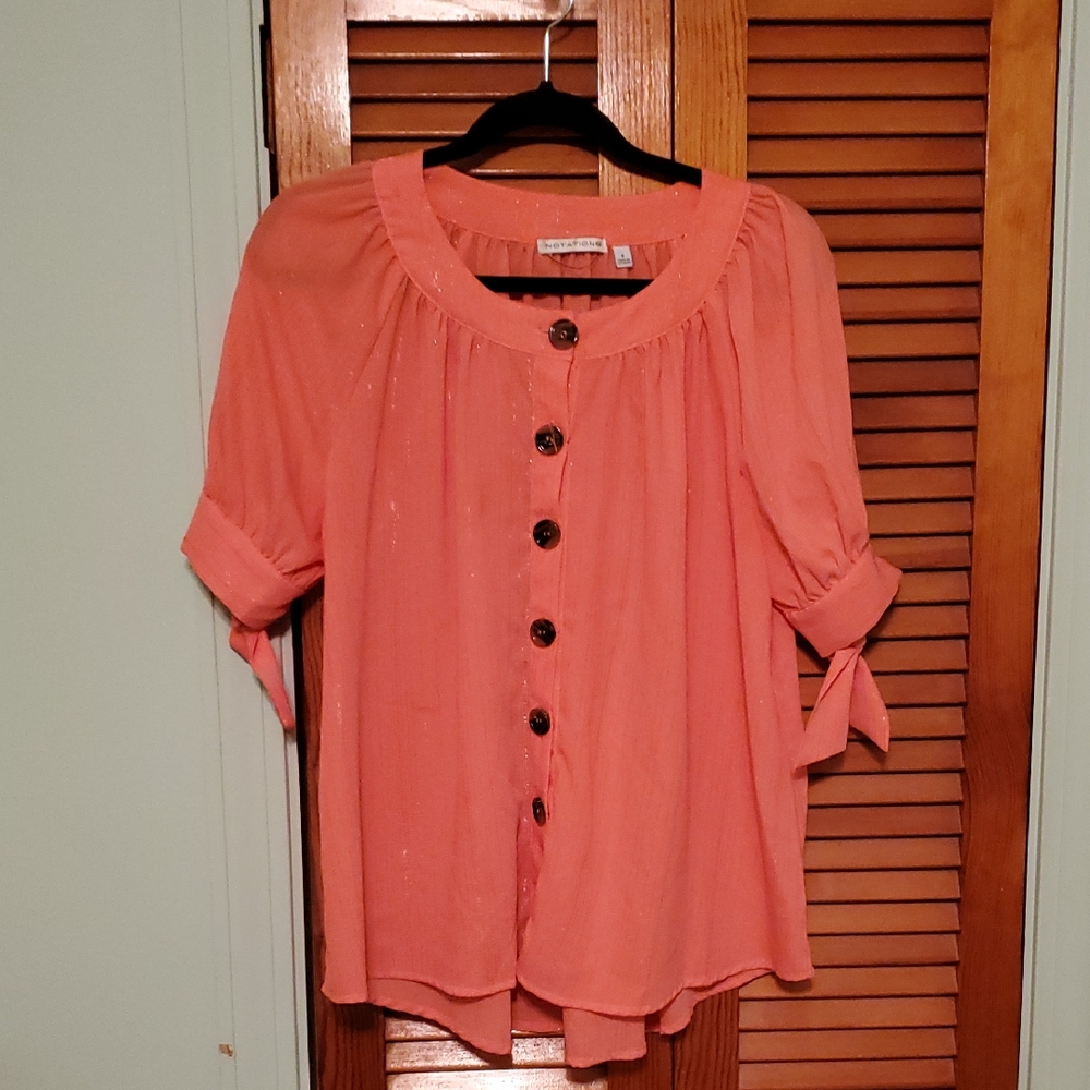 Notations Coral Button-Up Blouse